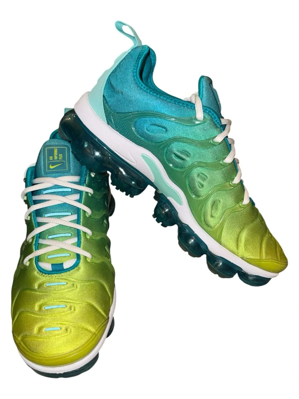 Nike air vapor max plus Gradient Lime Green to Teal Running Sneakers women’s 9